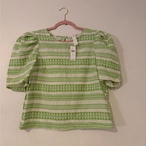 Green Striped Women's Top